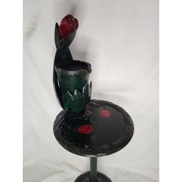 Metal Late 19th Century Art Nouveau Tulip Smokers Stand & Ashtray by Scroll Art Co For Sale - Image 7 of 12
