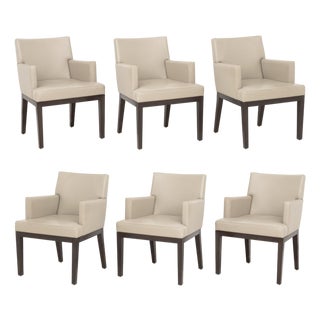 Christian Liaigre Style Taupe Upholstery Dining Chairs, 6 For Sale