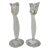 Vintage Pair of Frosted Tulip Shaped Candle Holders by Mikasa For Sale