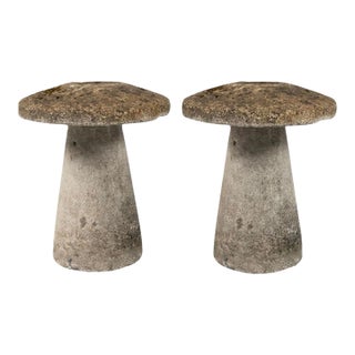 Pair of Mid-20th Century English Style Cast Stone Staddle Stones For Sale