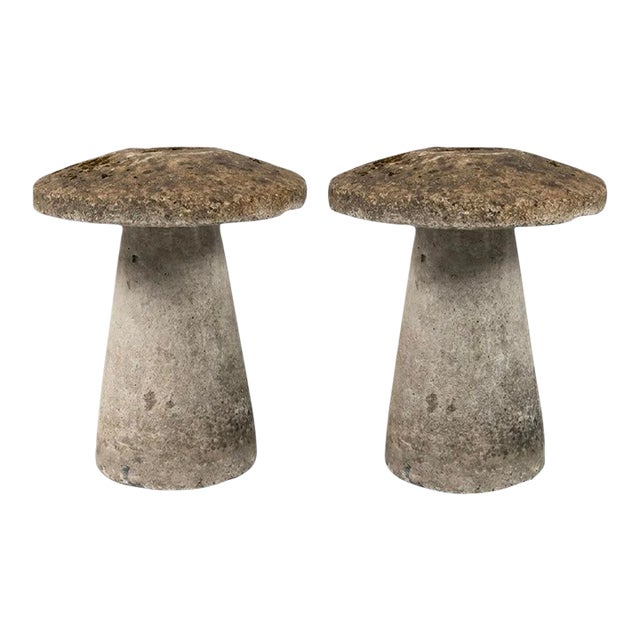 Pair of Mid-20th Century English Style Cast Stone Staddle Stones For Sale