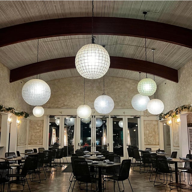 Capiz Shell Globe Coastal Contemporary Pendant Light 36" For Sale - Image 9 of 9