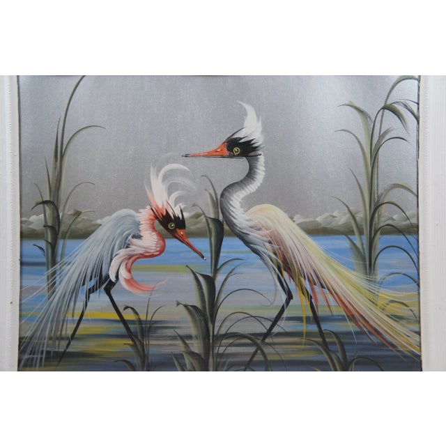 Late 20th Century Herons and Landscape Painting, Framed For Sale - Image 6 of 12