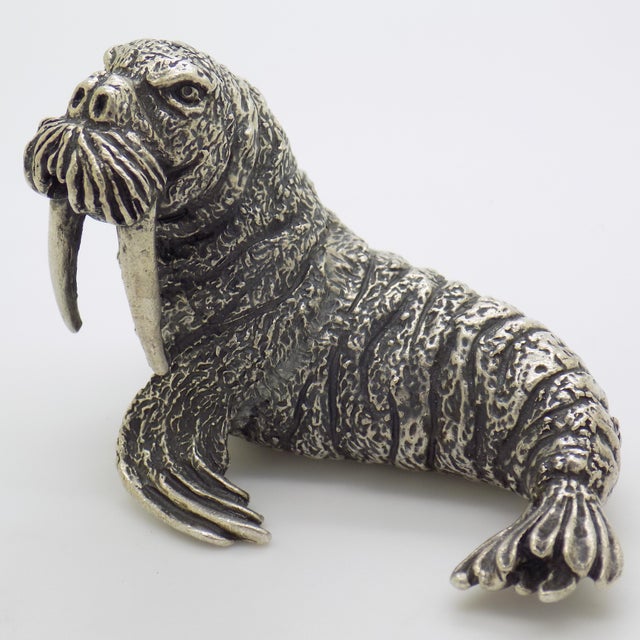Large Vintage Italian Silver 800 Walrus Sculpture by Mario Cerruti, Arezzo, 1950s For Sale - Image 13 of 13