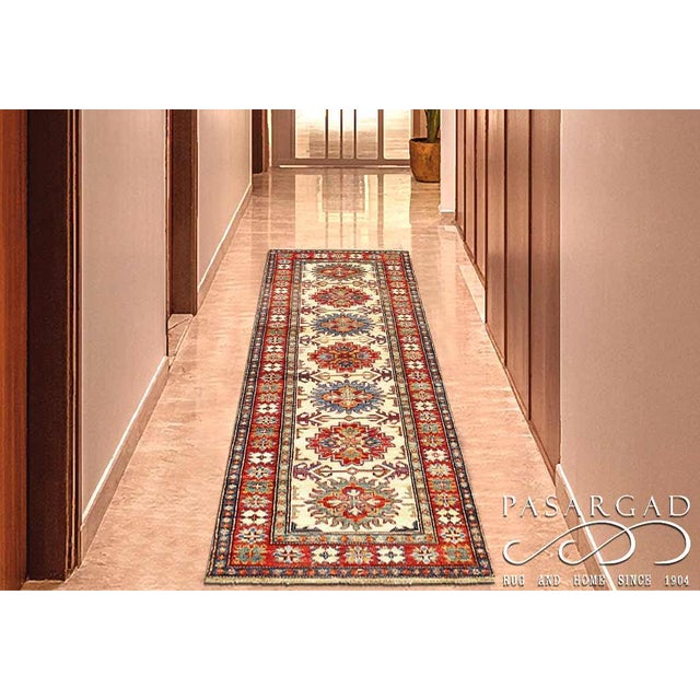 Pasargad DC Fine Hand Knotted Kazak Runner Rug For Sale - Image 4 of 4