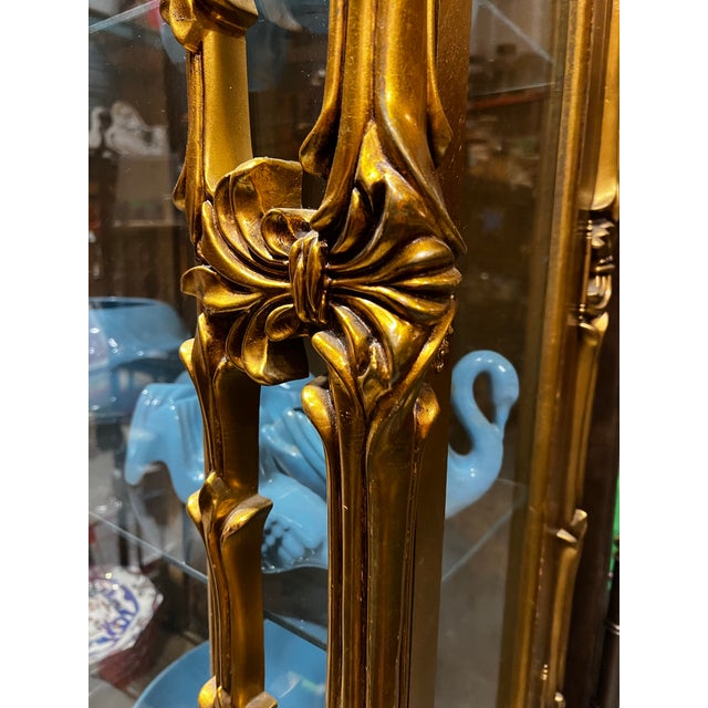 Gold 1970s Stunning Gilded Gold Ornate Oversized Display Cabinet With Glass Shelves For Sale - Image 8 of 12