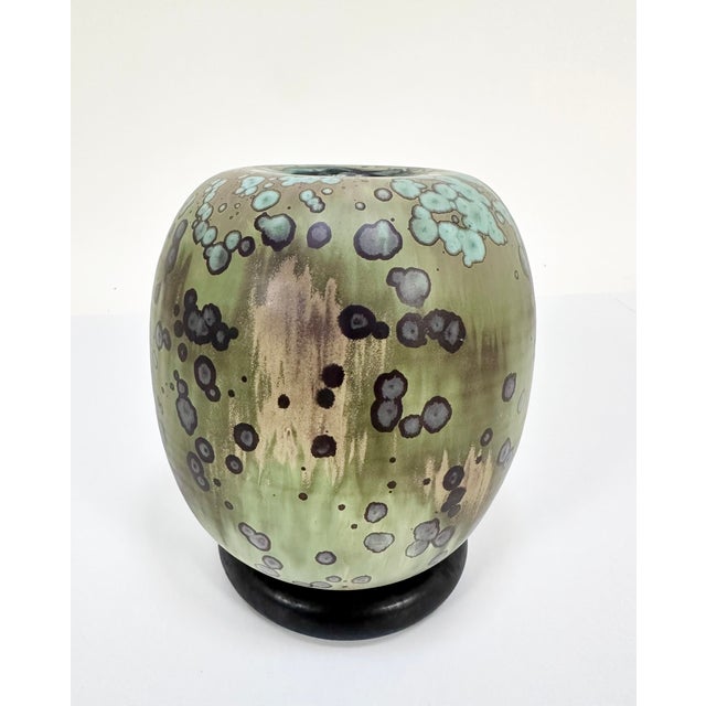 Modern Glazed Studio Ceramic Art Vase with Standing Ring by Hanne Wydra-Jantz, Germany, 1980s For Sale - Image 3 of 18