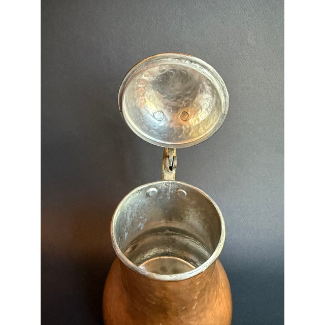 Vintage Hammered Copper Coffee or Tea Pot With Brass Handle For Sale - Image 10 of 12