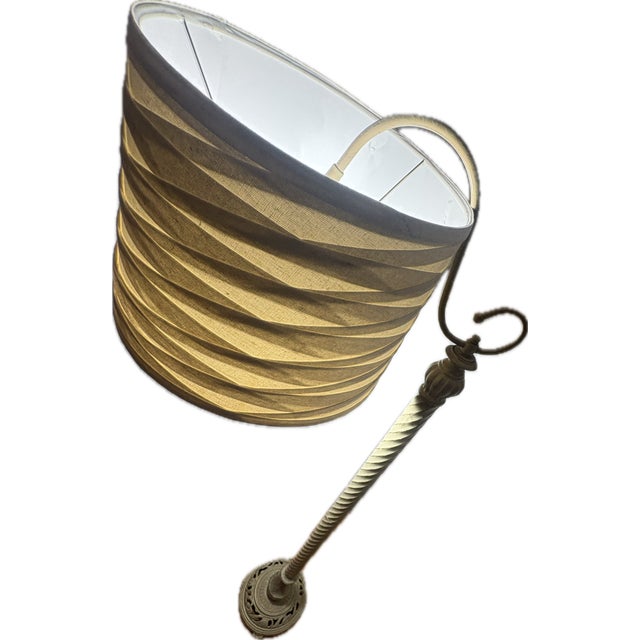 Metal Vintage 1920s Spanish Revival Barley Twist Cast Iron Bridge Floor Lamp For Sale - Image 7 of 14