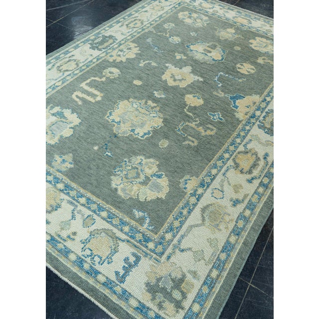 Turkish Turkish Oushak Rug 5'1" x 7'6" #19161 For Sale - Image 3 of 8