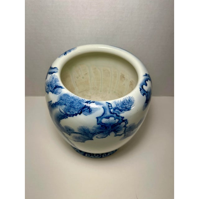 Rare Meiji 19th C Japanese Blue and White Porcelain Cachepot by Tominaga Genroku 富永源六 (1859-1950) Base underglaze signed...