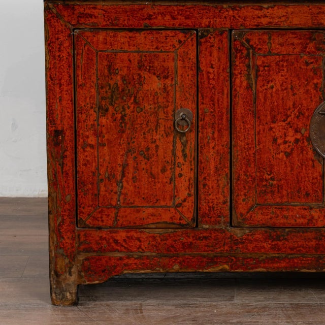 Wood Small Red Chinese Console Sideboard, Circa 1880 For Sale - Image 7 of 12