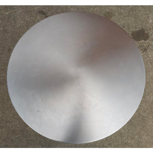 Modern Brushed Nickel Cylindrical Side Table For Sale - Image 4 of 7