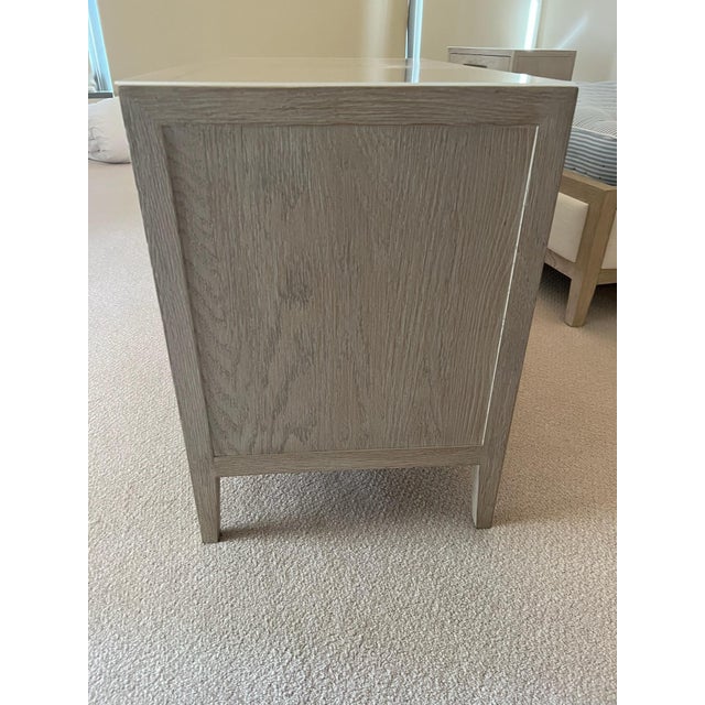 Contemporary Restoration Hardware French Contemporary Open Nightstand in Whitewashed Oak and Brushed Light Pewter Colored Hardware For Sale - Image 3 of 5