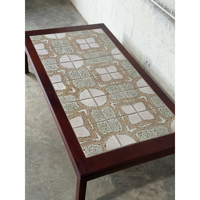 1960s Rosewood Rectangular Coffee Table With Ceramic Tile Top Vintage Mid-Century Modern 1960s For Sale - Image 5 of 10