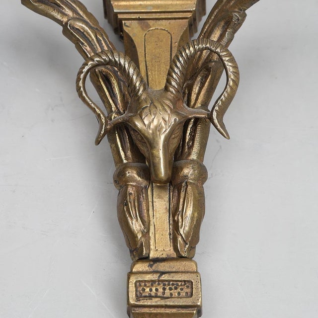 Mid-Century Gustavian Style Brass Wall Sconces, Set of 2 For Sale - Image 4 of 5