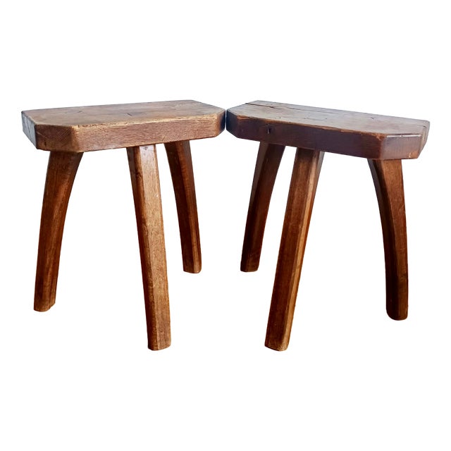 Vintage Brutalist Stools, 1950s, Set of 2 For Sale