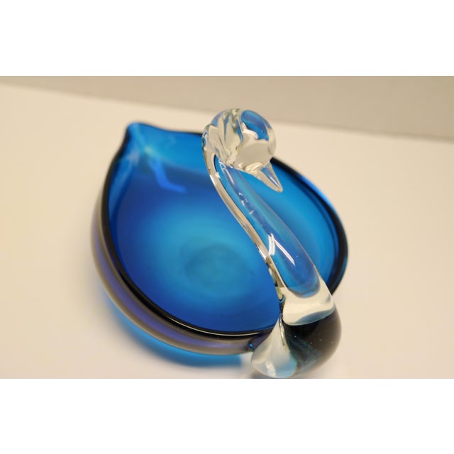 Vintage Blue Swan Dish With Clear Neck and Head For Sale - Image 4 of 7