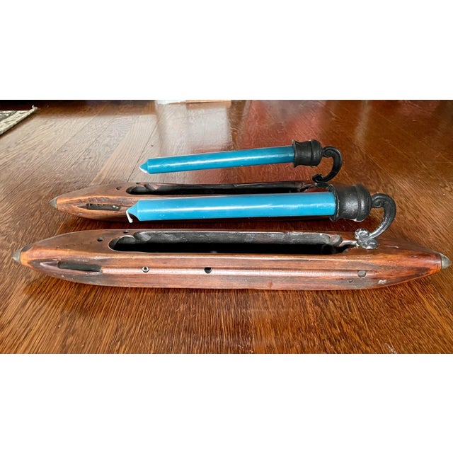 Vintage Wooden Candle Holders From Weaving Shuttle Loom - Set of 1 For Sale - Image 9 of 12