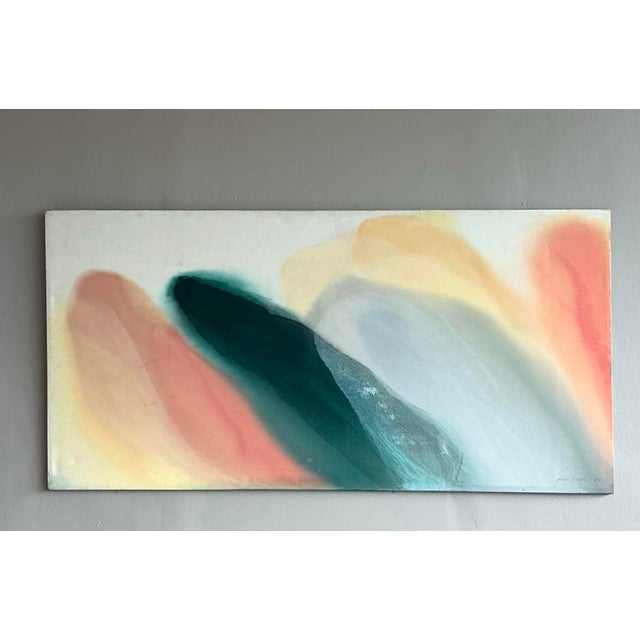 Peach Vintage Boho Monumental Abstract Oil Painting on Canvas For Sale - Image 8 of 9
