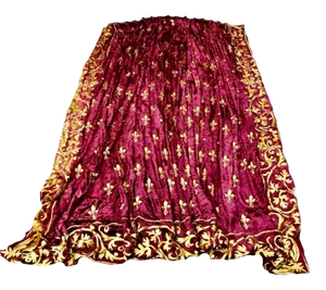 French Fleur De Lys Burgundy Velvet Zuber Paris Curtain - Drape