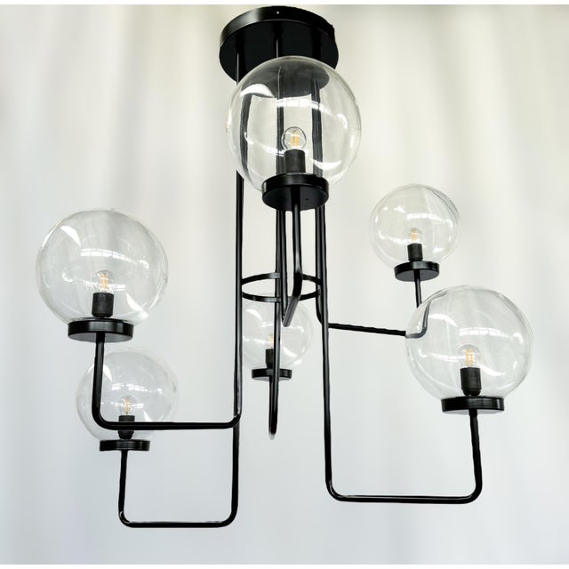 Italian 21st Century Clear Murano Eclipse Flush Mount by Fabio LTD For Sale - Image 3 of 6