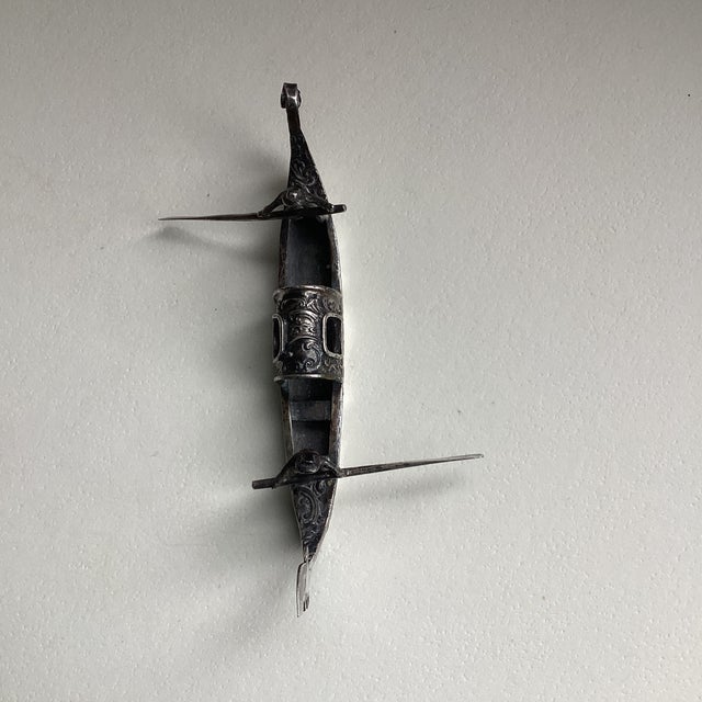 Antique Silver Venetian Miniature Gondola Figurine For Sale - Image 4 of 6