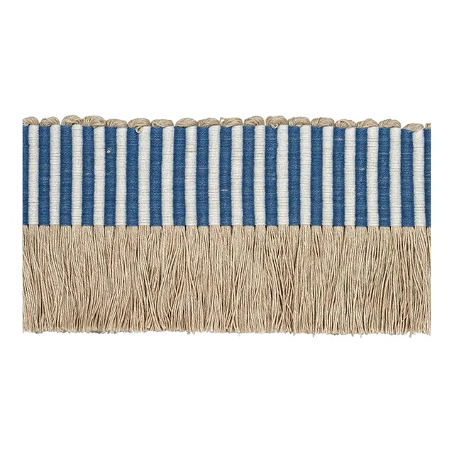 Schumacher Graphic Fringe in Blue For Sale