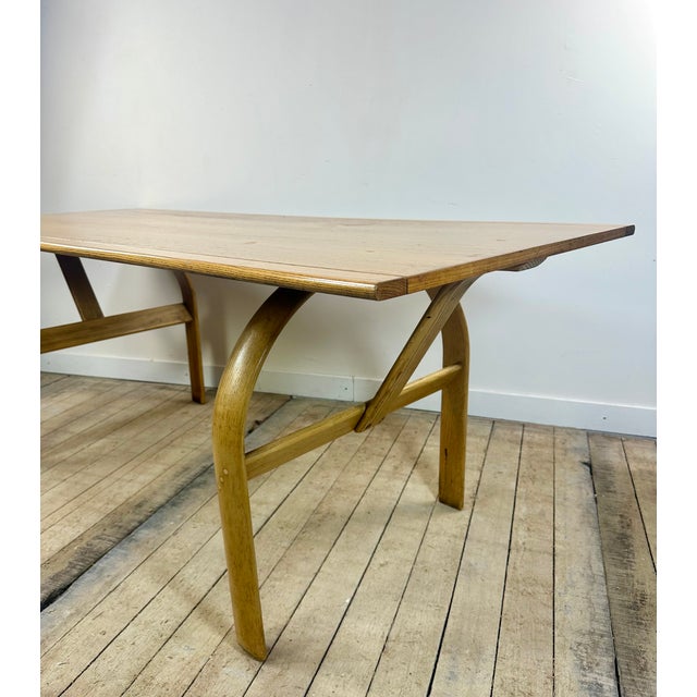 Vintage Table and Chairs in Elm and Chrome Steel, 1980s, Set of 7 For Sale - Image 3 of 15