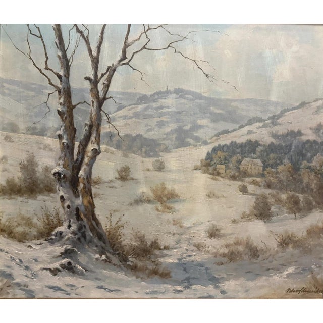 Peter Schneider, Winter Landscape in the Rhön, Oil Painting on Canvas For Sale - Image 13 of 13