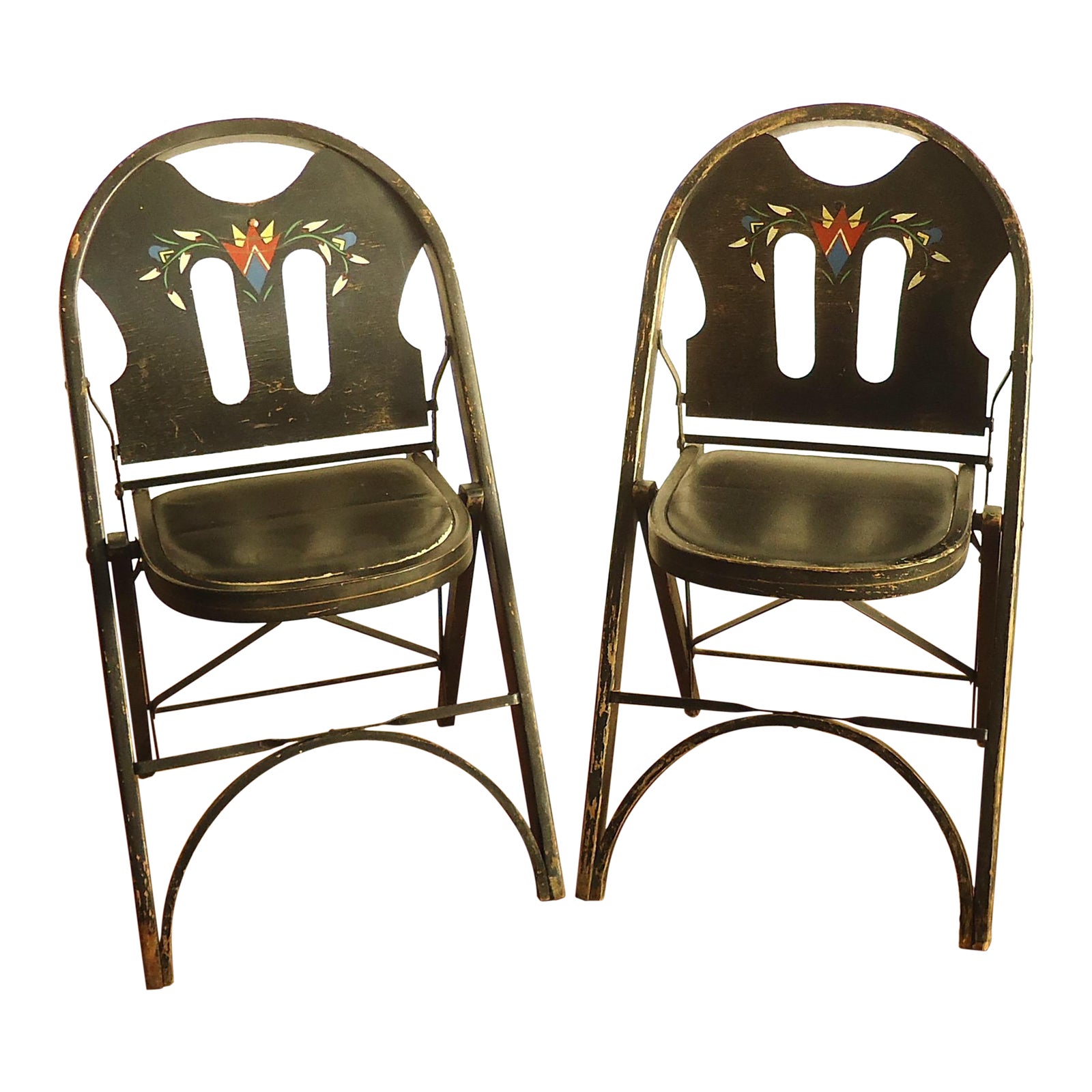 Art Deco Louis Rastetter Wood Folding Chairs a Pair Chairish