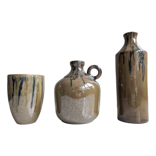 Studio Ceramic Vases, Italy, 1970s, Set of 3 For Sale