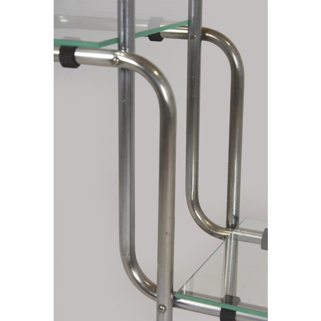 Silver Large Bauhaus Functionalist Plant Stand in Chromed Steel and Glass, Former Czechoslovakia, 1930s For Sale - Image 8 of 13