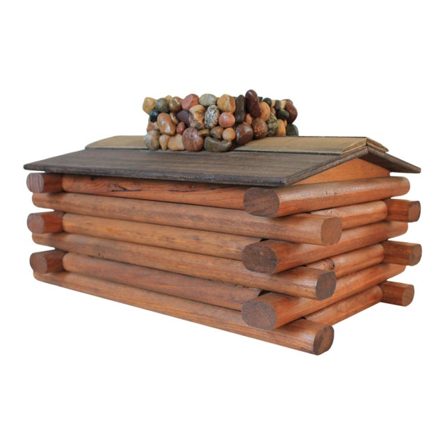 Vintage Handmade Log Cabin Tissue Box Cover For Sale