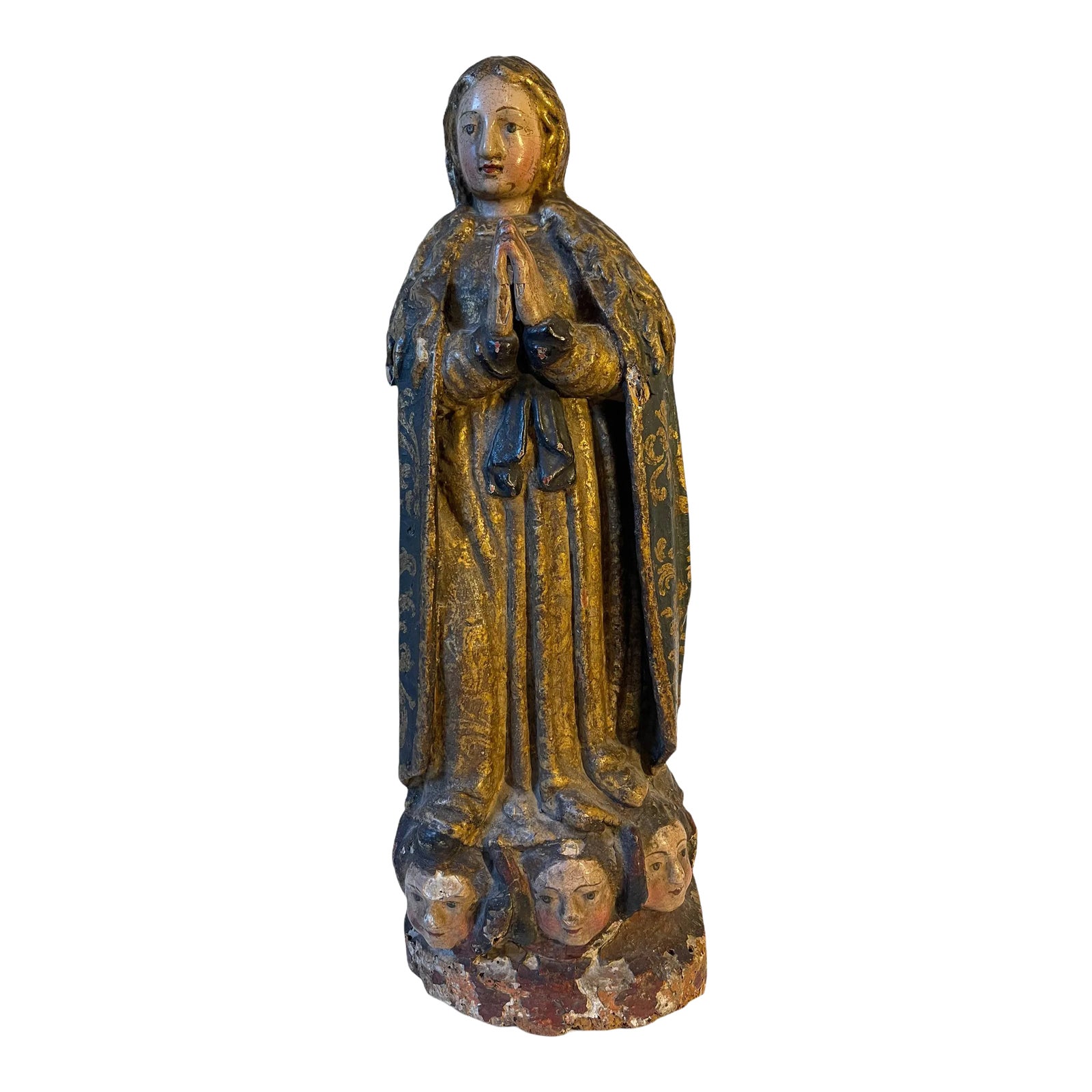 Mid 18th Century Spanish Colonial Santos Saint Madonna Carved Wood ...