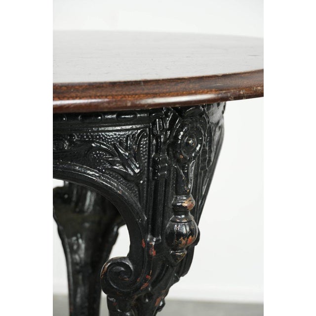 Antique English Side table with Cast Iron Base and Round Wooden Tabletop For Sale - Image 6 of 12