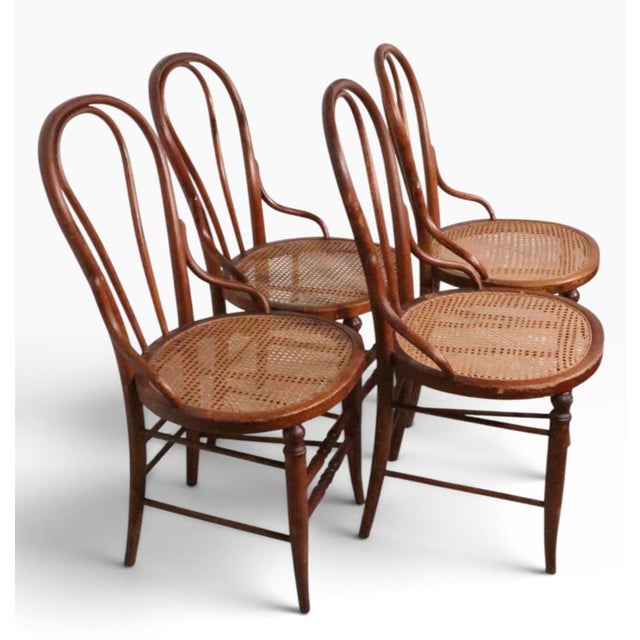 Thonet Set of Four Late 19th Century Bentwood Bistro Cafe Dining Chairs For Sale - Image 4 of 14