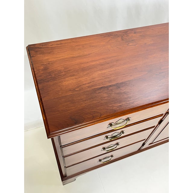 Late 20th Century Henkel Harris Virginia Galleries Solid Wild Black Cherry Triple Dresser For Sale - Image 13 of 18