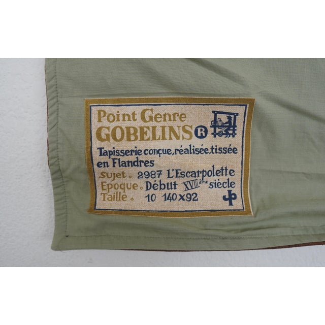 Vintage Les Tapisseries D’Halluin “L’Indiscrétion” & “L’Escarpolette” French Tapestries (Set of 2) For Sale - Image 14 of 14