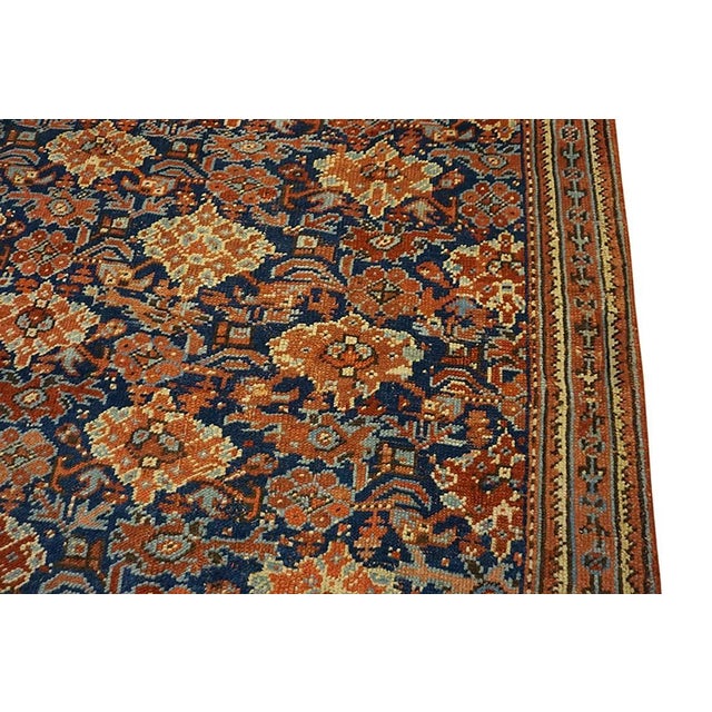 Expressive Antique Turkish Smyrna Oushak Rug in a Navy Background Color With Boho Chic Styles For Sale - Image 4 of 12