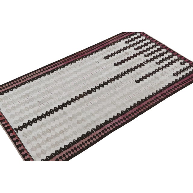 Modern 1950s Vintage Shahsavan Persian Kilim in Gray & Brown Geometric Pattern by Rug & Kilim For Sale - Image 3 of 7
