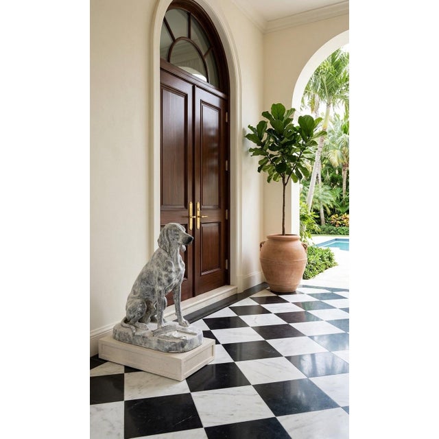 Gray Vintage Weathered Cast Iron Seated Hound Statue For Sale - Image 8 of 12