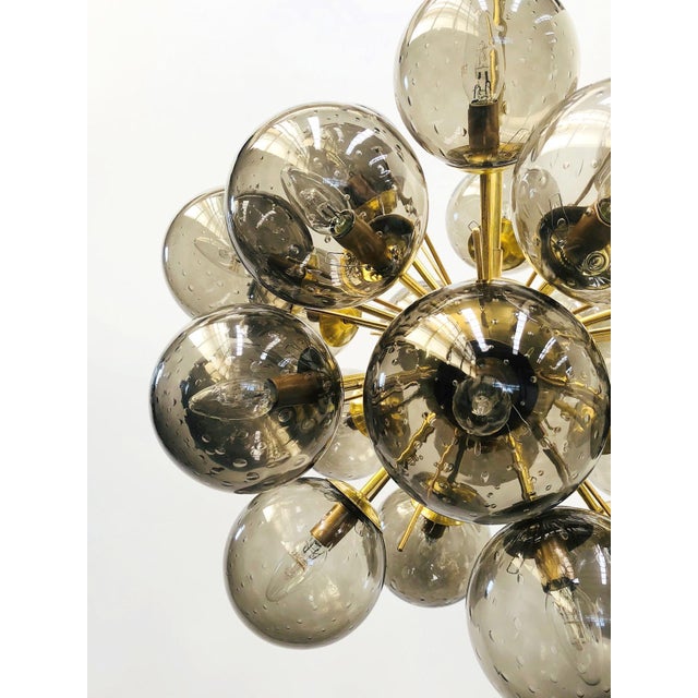 Fabio Ltd 21st Century Ventiquattro Natural Brass Smoky Bubbles Murano Sputnik Chandelier by Fabio LTD For Sale - Image 4 of 7