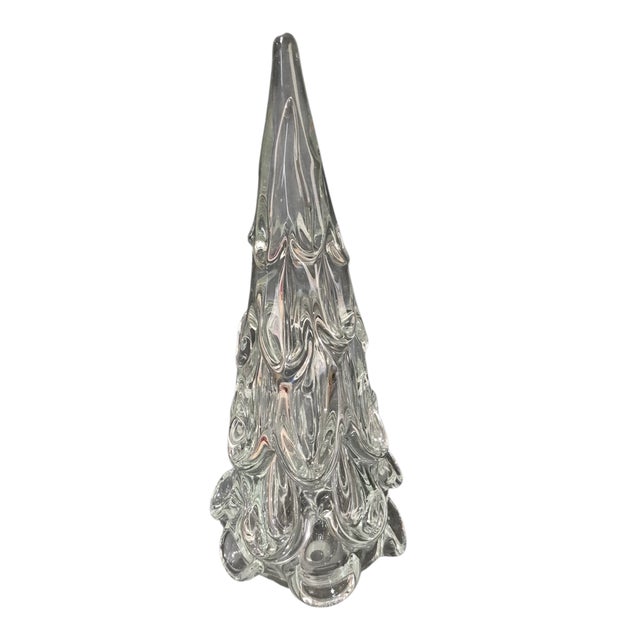 Hand Blown Italy Art Glass Clear Christmas Tree 12'' High For Sale - Image 10 of 10