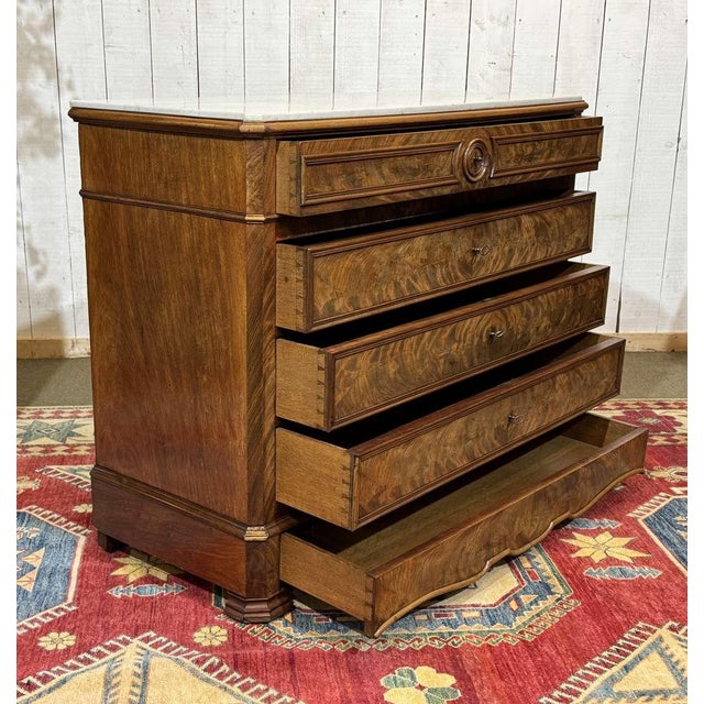 Napoleon III Commode in Mahogany with Oak and White Marble Top, 1800s For Sale - Image 18 of 18
