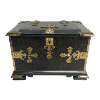 Circa 1900 Painted Dresser Box with Gold Accents For Sale