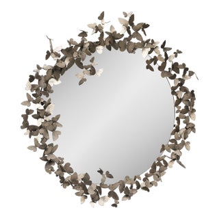 Aged Silver Butterfly Mirror Wall Mirror For Sale