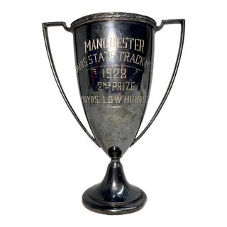 Antique 1928 Manchester 220 Yds Low Hurdle Track Meet Silverplate Trophy Award For Sale