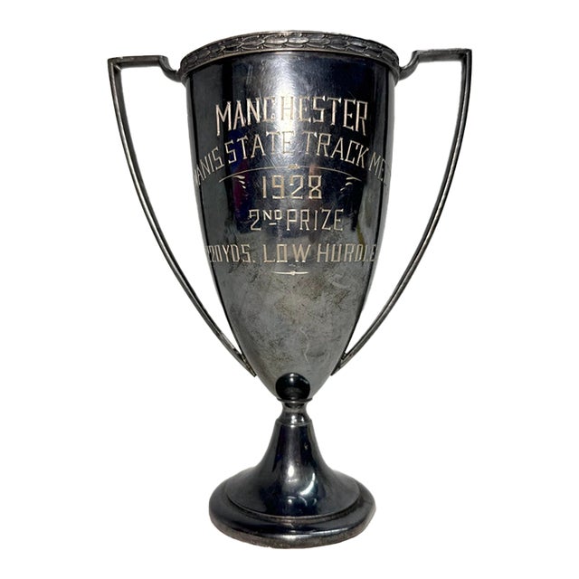 Antique 1928 Manchester 220 Yds Low Hurdle Track Meet Silverplate Trophy Award For Sale