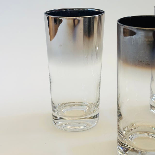 Glass Mid Century Silver Fade Highball Tumblers by Vitreon - Set of 6 For Sale - Image 7 of 13